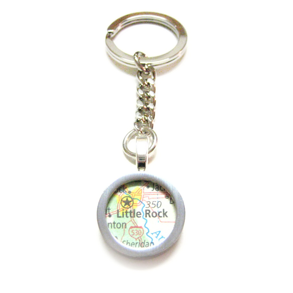 Little Rock Arkansas Map Pendant Keychain